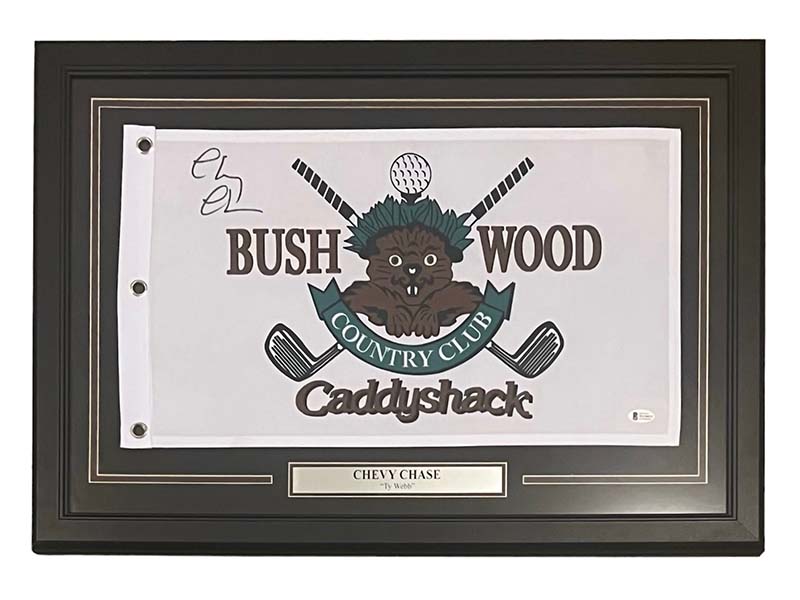 Chevy Chase Caddyshack Autographed Framed Bushwood 27x19 Pin Flag Beckett