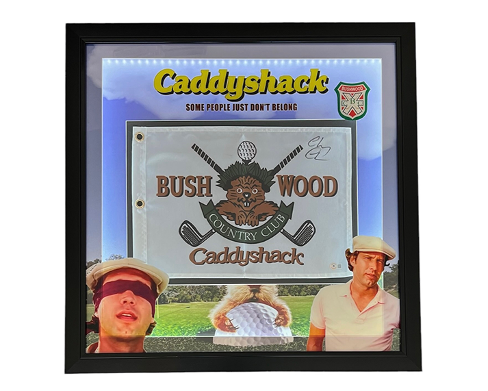 Chevy Chase Caddyshack Signed 3D With LED Lights Framed Bushwood 29x29 Flag Beckett