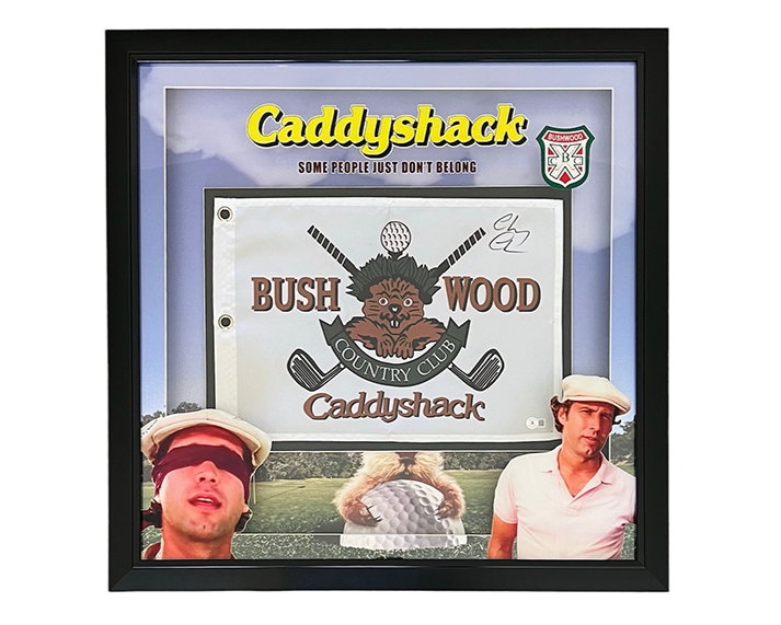 Chevy Chase Caddyshack Signed 3D With LED Lights Framed Bushwood 29x29 Flag Beckett