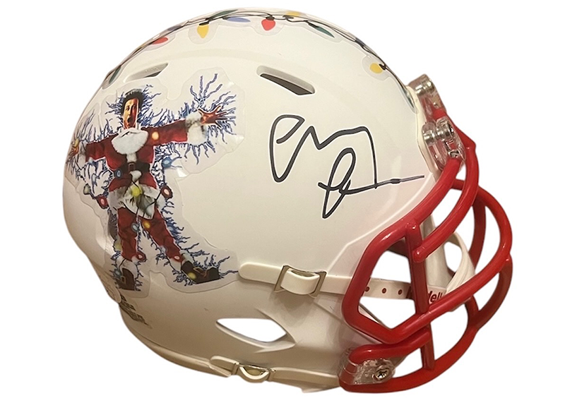 Chevy Chase Christmas Vacation Signed White Speed Mini Helmet JSA