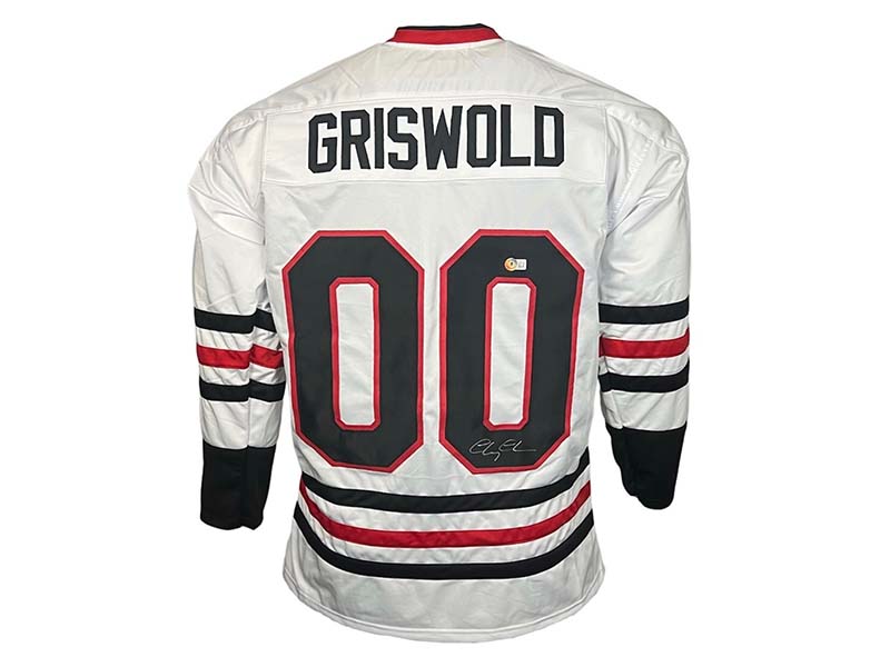 Chevy Chase Christmas Vacation Signed White Griswold Hockey Jersey BAS  #WR45556