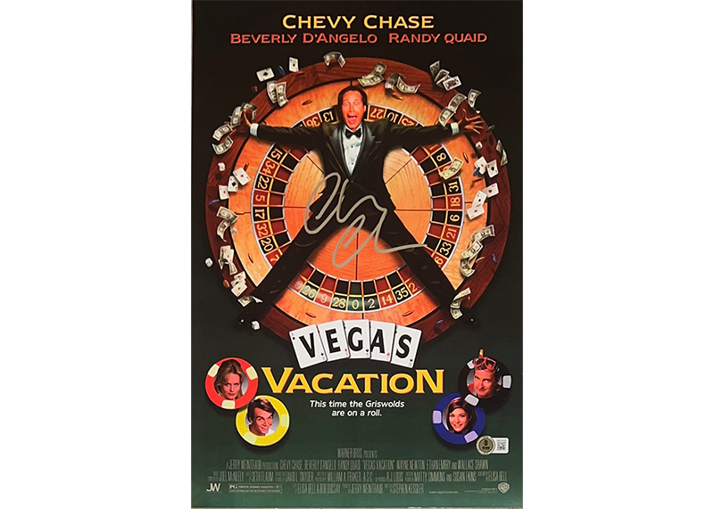 Chevy Chase Signed/Auto 11x17 Movie Poster "Vegas Vacation" Beckett