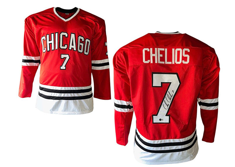 Chris Chelios Signed Custom Red Hockey Jersey Beckett