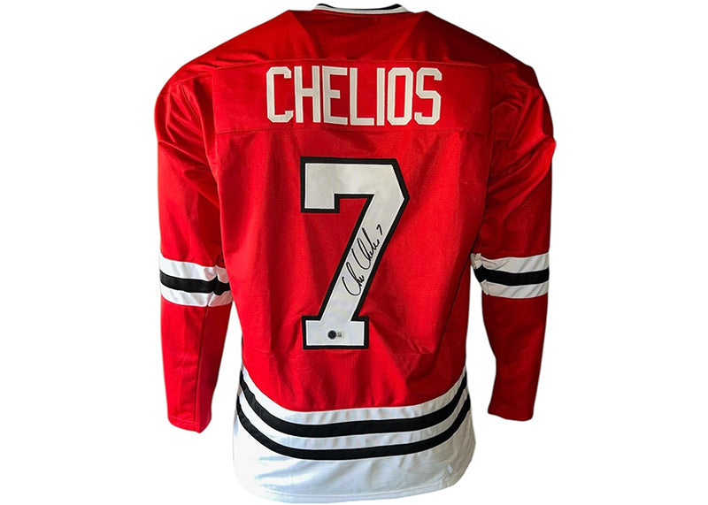 Chris Chelios Signed Custom Red Hockey Jersey Beckett