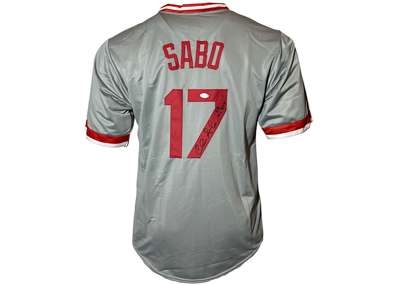 Chris Sabo Signed Cincinnati Grey Baseball Jersey JSA 88 NL ROY