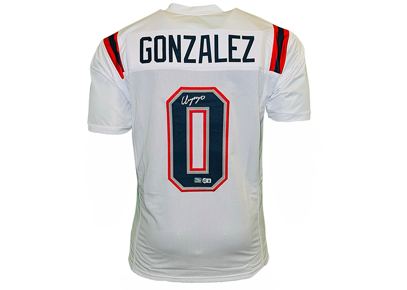 Christian Gonzalez Signed New England White Football Jersey Beckett