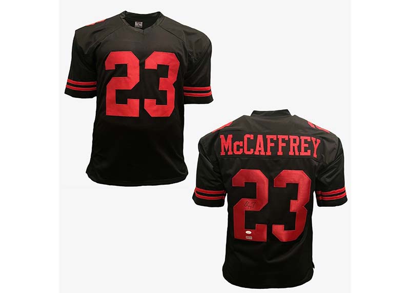 Christian McCaffrey Signed Custom Black Football Jersey JSA