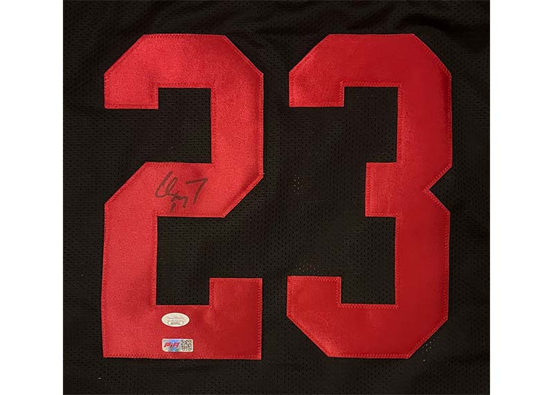 Christian McCaffrey Signed Custom Black Football Jersey JSA