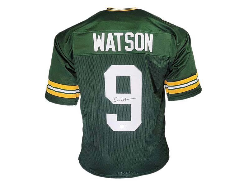 Christian Watson Signed Custom Green Football Jersey (Beckett)