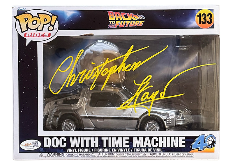 Christopher Lloyd Signed Back to the Future Doc with Time Machine Funko Pop #133 JSA