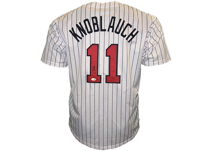 Chuck Knoblauch Signed Minnesota Pinstripe Baseball Jersey JSA