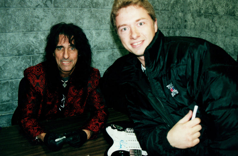 Alice Cooper Signed Triple Graphics Photo Guitar