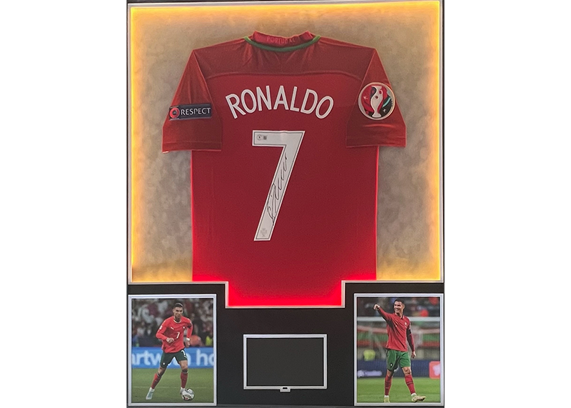 Cristiano Ronaldo Signed Portugal Jersey Framed Beckett With Playable Video TV
