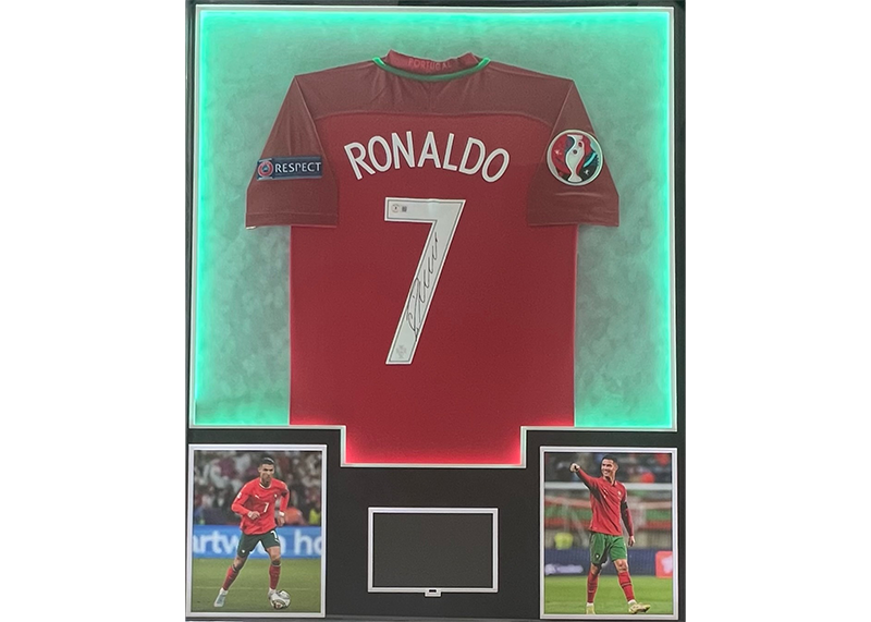 Cristiano Ronaldo Signed Portugal Jersey Framed Beckett With Playable Video TV
