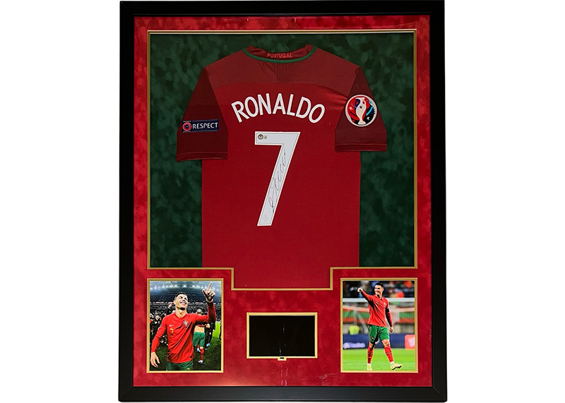 Cristiano Ronaldo Signed Portugal Jersey Framed Beckett With Playable Video TV