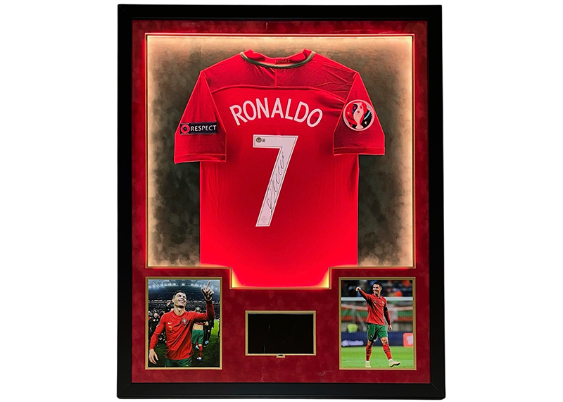 Cristiano Ronaldo Signed Portugal Jersey Framed Beckett With Playable Video TV