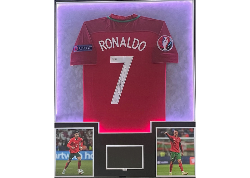 Cristiano Ronaldo Signed Portugal Jersey Framed Beckett With Playable Video TV