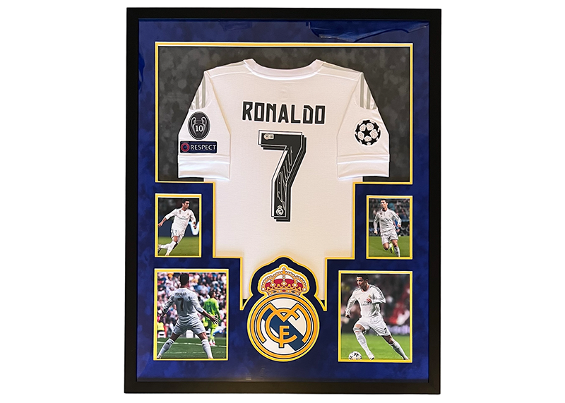 Cristiano Ronaldo Signed Real Madrid 34x42 Framed Jersey Beckett