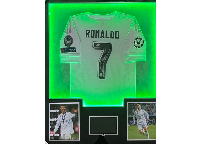 Cristiano Ronaldo Signed Real Madrid 34x42 Framed Jersey LED + Video TV Beckett