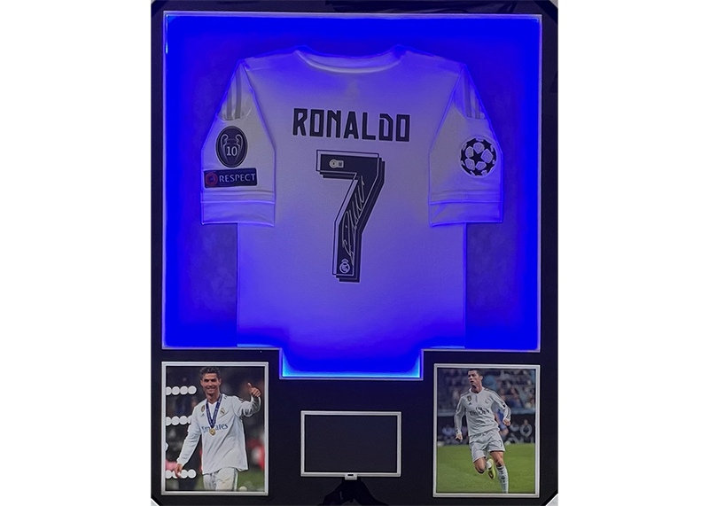 Cristiano Ronaldo Signed Real Madrid 34x42 Framed Jersey LED + Video TV Beckett