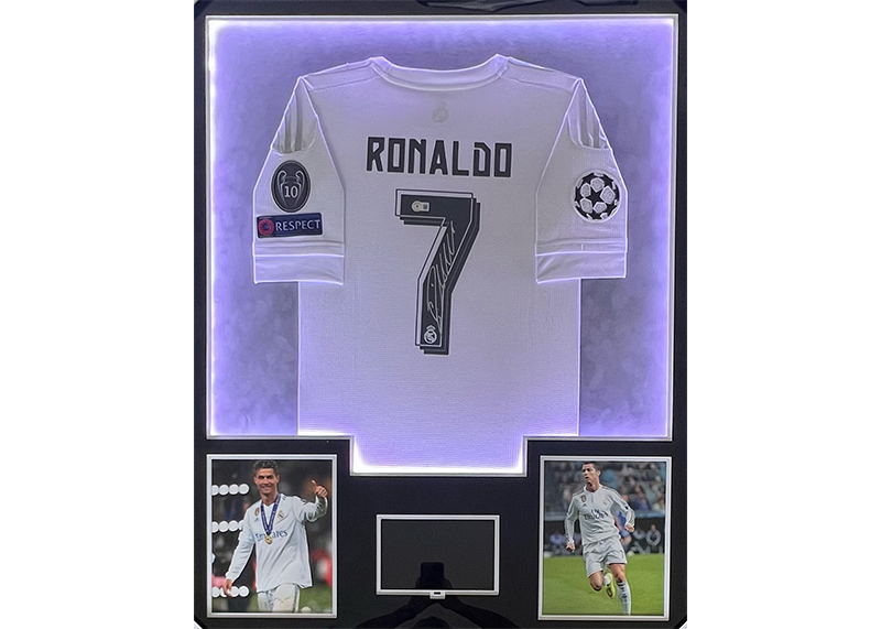 Cristiano Ronaldo Signed Real Madrid 34x42 Framed Jersey LED + Video TV Beckett