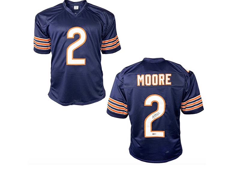 DJ Moore Signed Chicago Blue Football Jersey Beckett