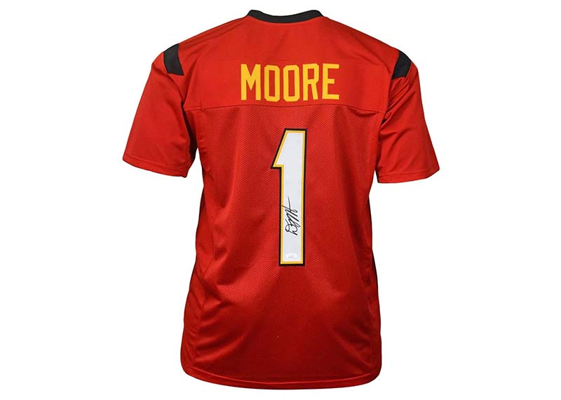 DJ Moore Signed Maryland College Red Football Jersey (JSA)