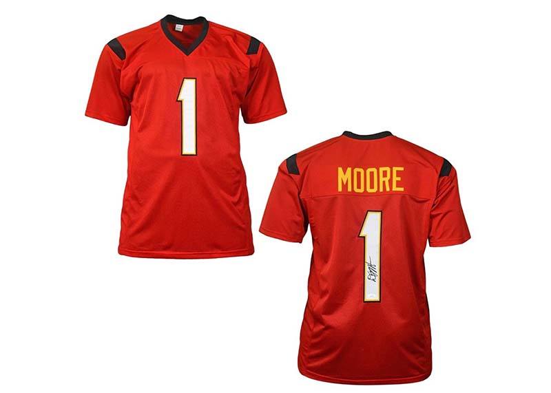 DJ Moore Signed Maryland College Red Football Jersey (JSA)