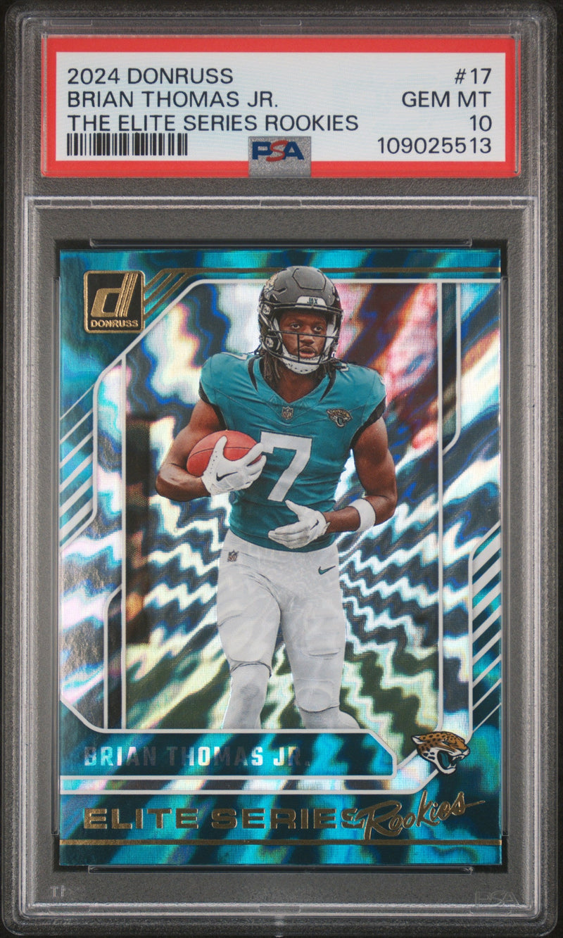 Graded 2024 Panini Donruss Brian Thomas Jr #17 The Elite Series Rookies Rookie RC Football Card PSA 10 Gem Mint