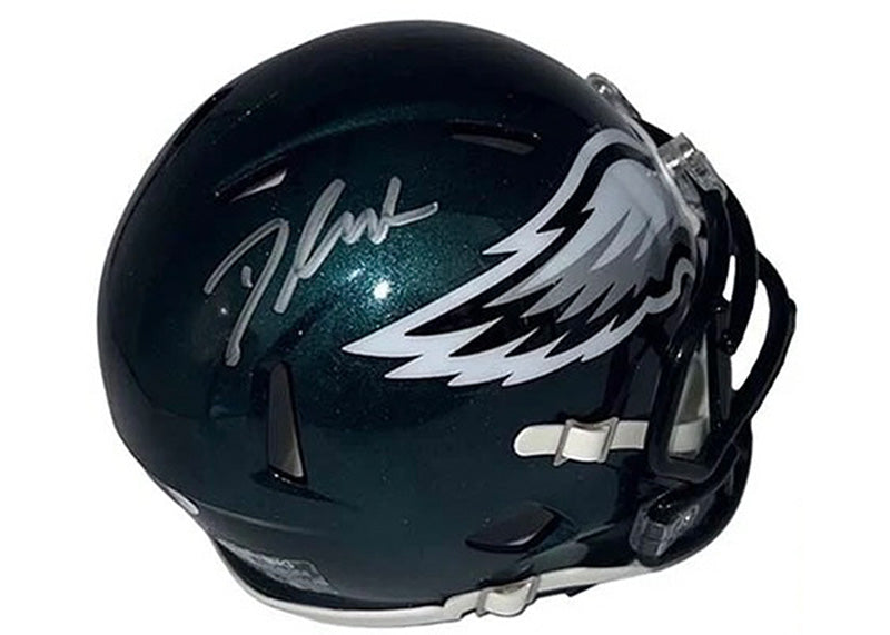 D'Andre Swift Autographed Philadelphia Eagles Mini Speed Football Helmet (JSA)