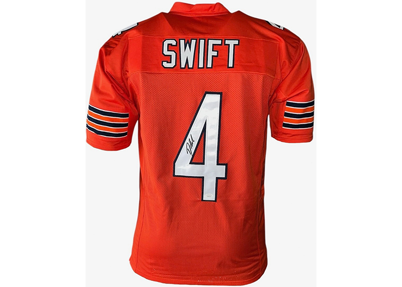 D'Andre Swift Signed Custom Orange Football Jersey JSA