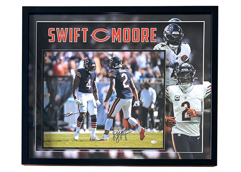 D’Andre Swift & DJ Moore Signed Chicago Bears 31.5x24.5 LED Frame Photo JSA