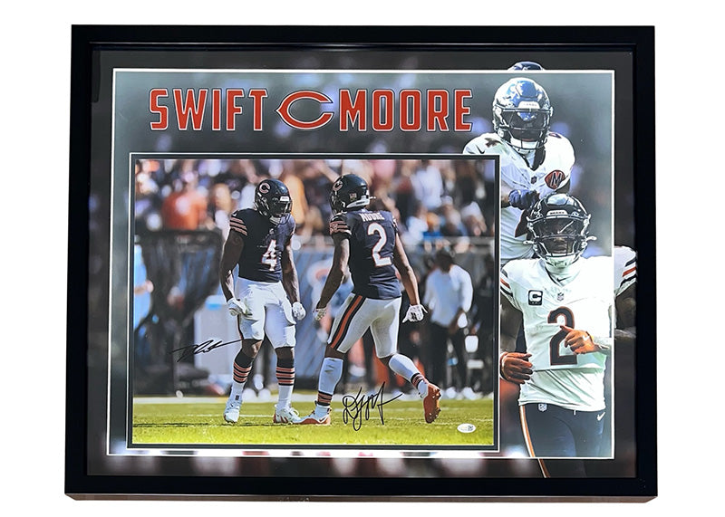 D’Andre Swift & DJ Moore Signed Chicago Bears 31.5x24.5 LED Frame Photo JSA