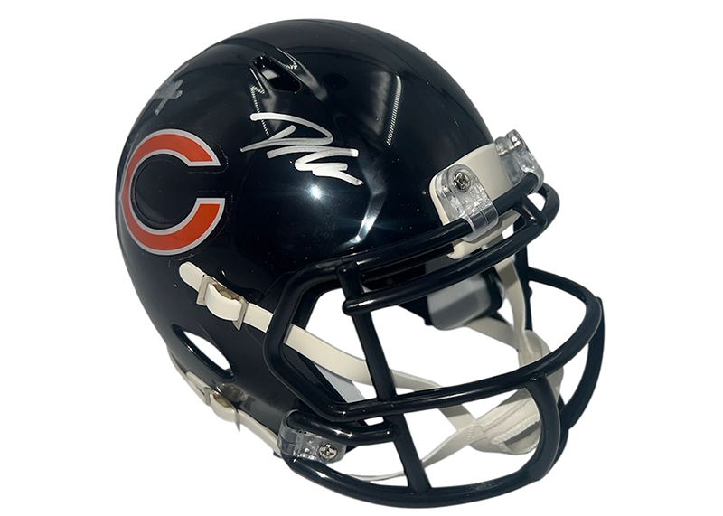 D'Andre Swift and Kyle Monangai Signed Chicago Bears Speed Mini Helmet JSA