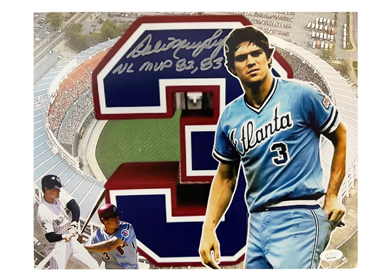 Dale Murphy Signed NL MVP 82,83 Insc Atlanta Braves 11x14 Baseball Photo JSA