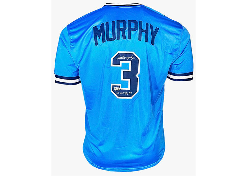 Dale Murphy Signed NL MVP 82, 83 Inscription Atlanta Blue Baseball Jersey Beckett