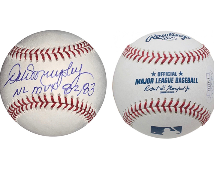 Dale Murphy Signed Official Major League Baseball (JSA) 82,83 NL MVP Insc