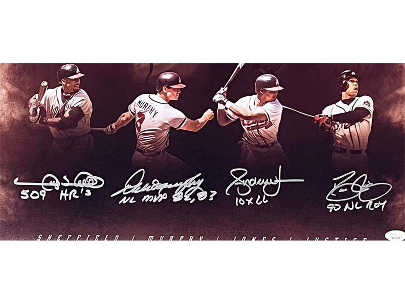 Dale Murphy, Dave justice, Andruw Jones & Gary Sheffield Signed 16x20 Photo JSA