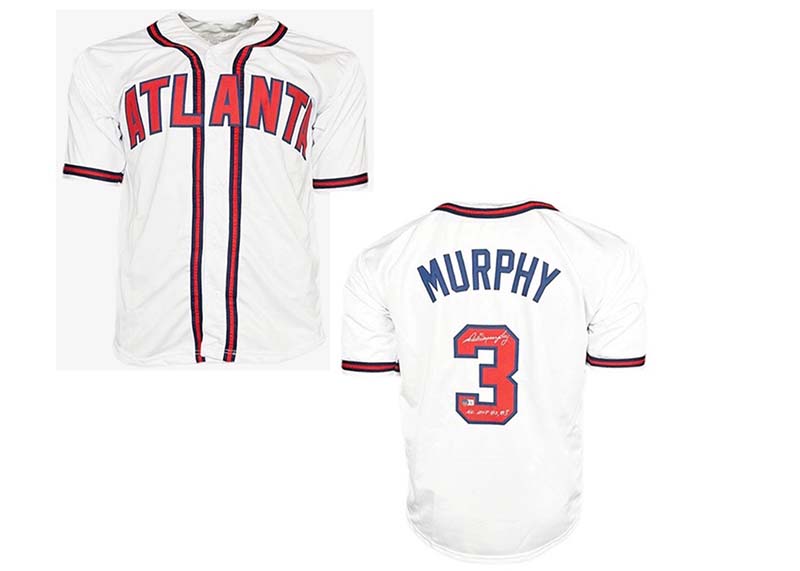 Dale Murphy Signed Atlanta NL MVP 82,83 Inscription White Baseball Jersey (Beckett)