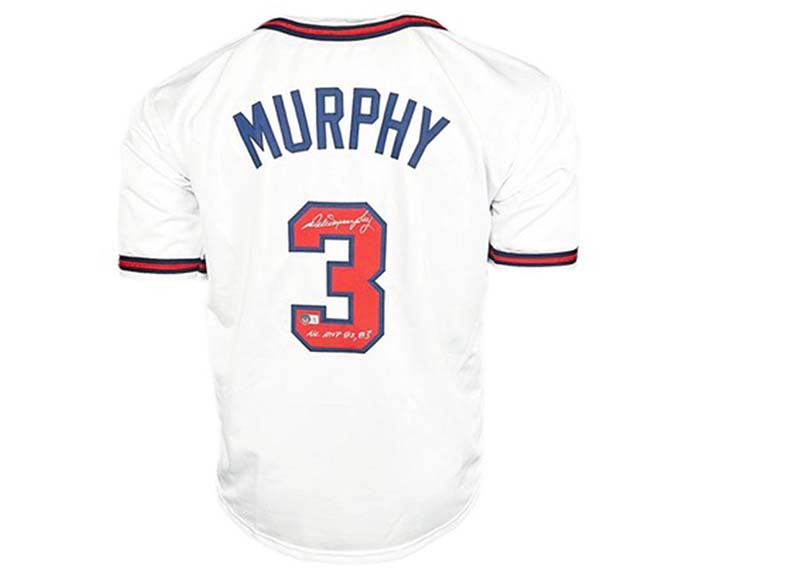 Dale Murphy Signed Atlanta NL MVP 82,83 Inscription White Baseball Jersey (Beckett)