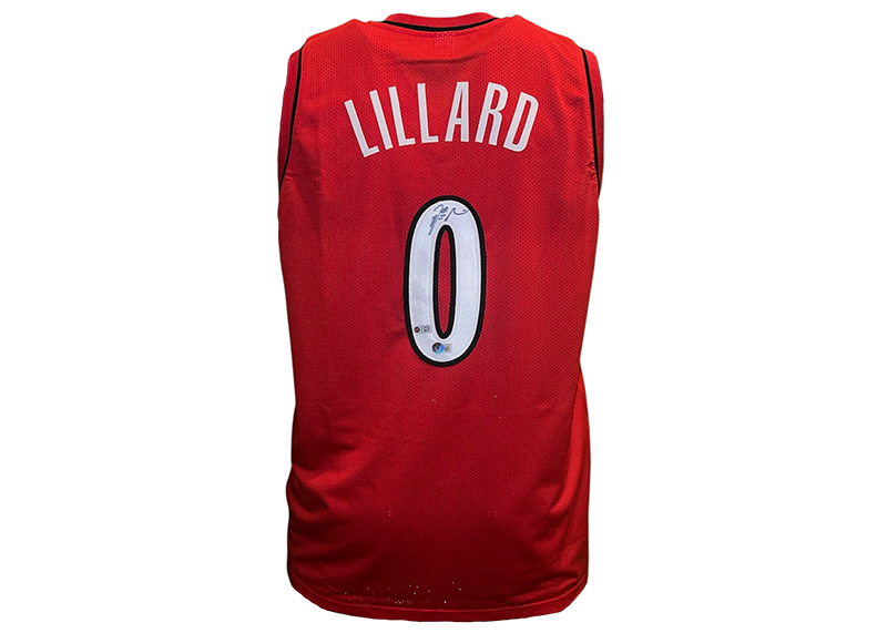 Damian Lillard Signed Portland Red Basketball Jersey Beckett