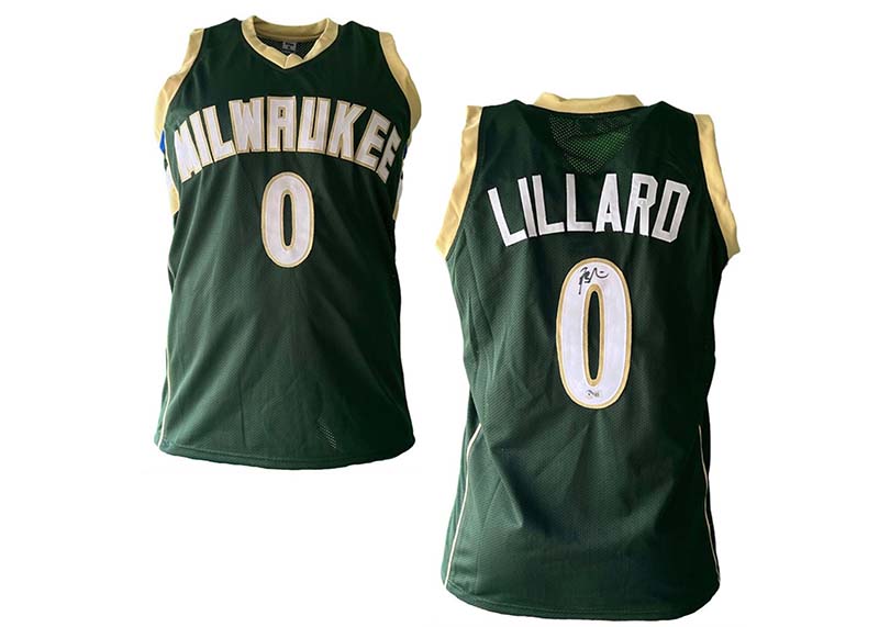 Damian Lillard Signed Milwaukee Custom Green Basketball Jersey Beckett