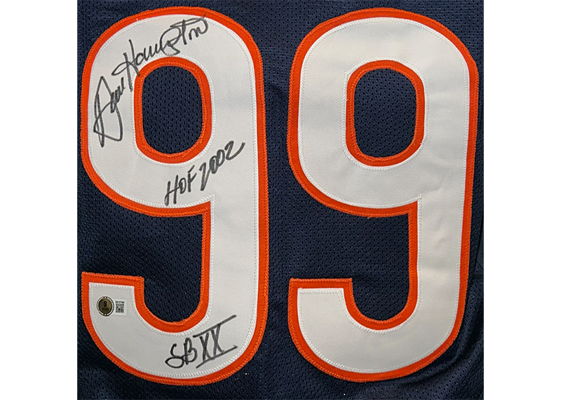 Dan Hampton Signed Chicago Blue Football Jersey Beckett HOF 2002 Insc