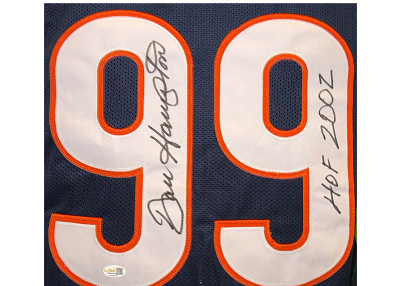 Dan Hampton Signed Chicago Blue Football Jersey JSA HOF 2002 Insc