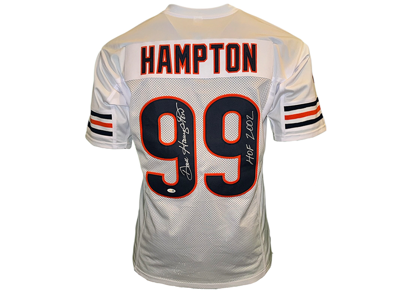 Dan Hampton Signed Chicago White Football Jersey JSA HOF 2002 Insc