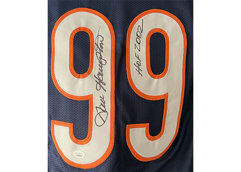 Dan Hampton Signed Custom Blue Football Jersey JSA