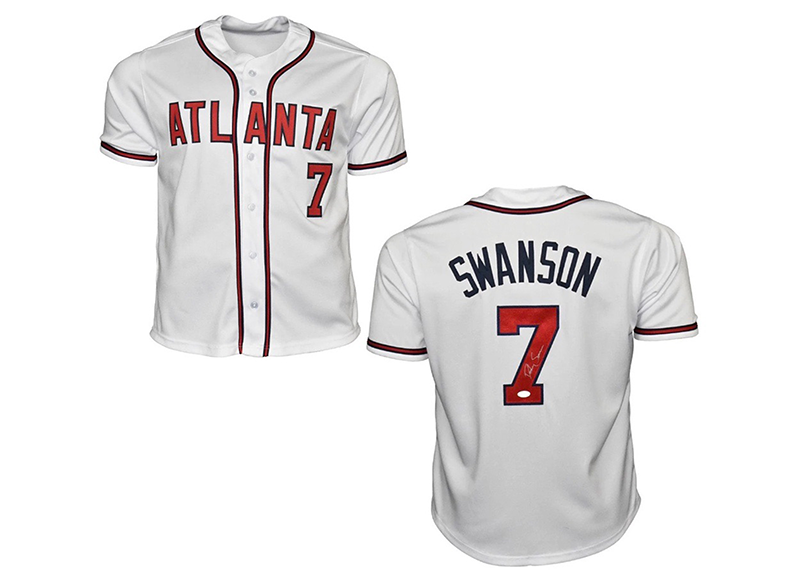 Dansby Swanson Signed Atlanta White Baseball Jersey PSA