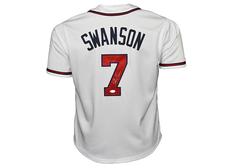 Dansby Swanson Signed Atlanta White Baseball Jersey PSA