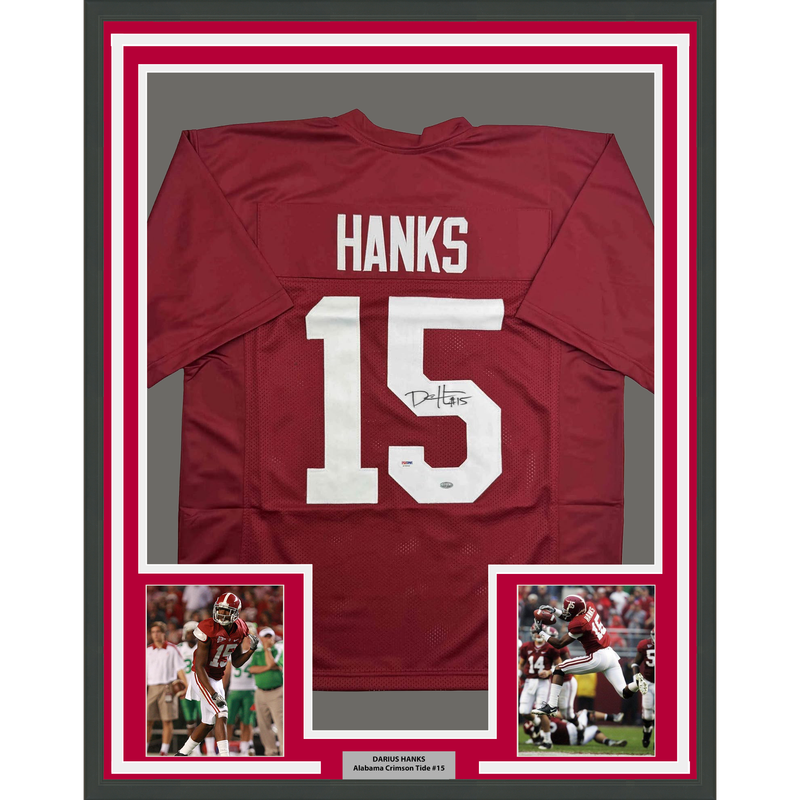 Framed Autographed/Signed Darius Hanks 35x39 Alabama Red College Football Jersey PSA COA