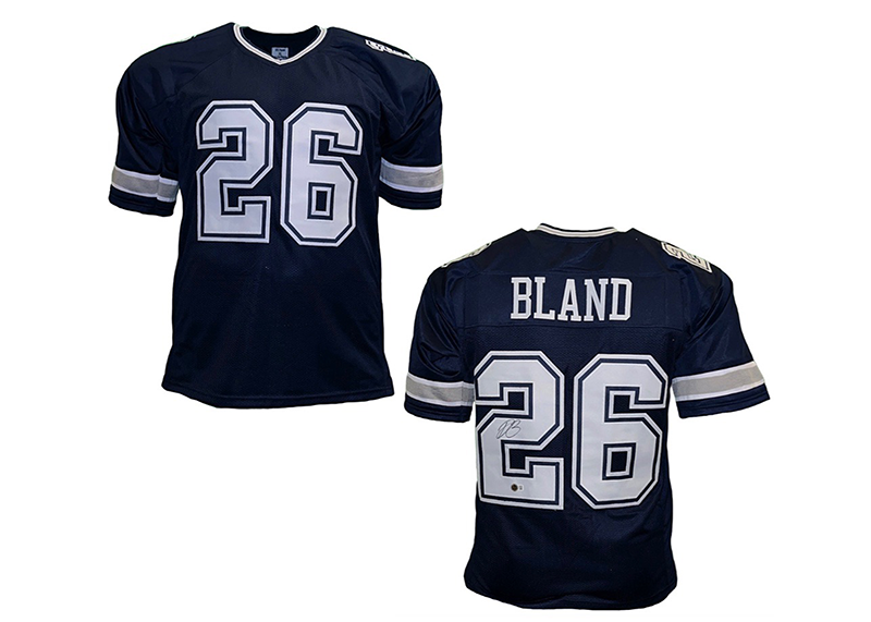 Daron Bland Signed Custom Blue Football Jersey Beckett